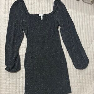 Leith Black Sparkle Long Sleeve Dress